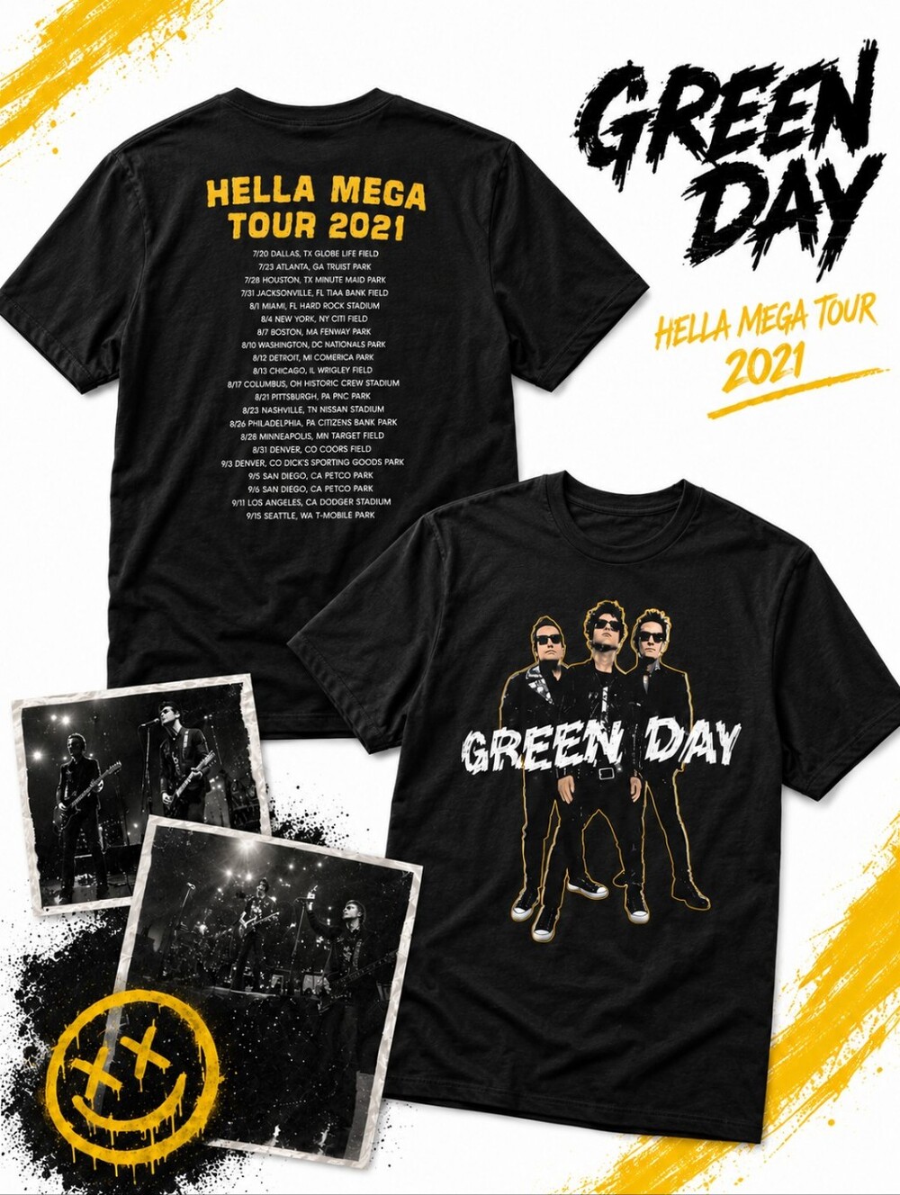 GREEN DAY Concert Tee HELLA MEGA TOUR 2021 MENS SMALL